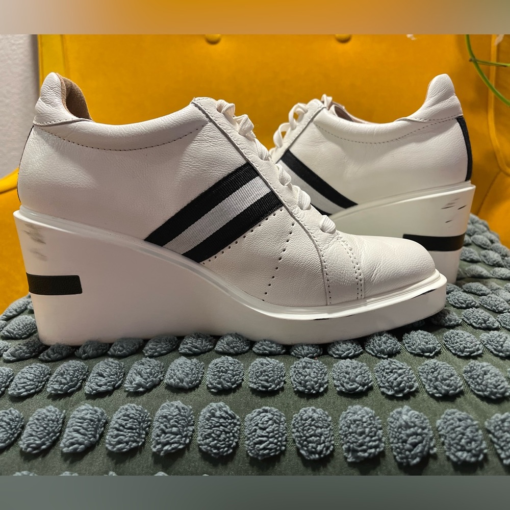 Paolo White and Black Wedge Sneakers